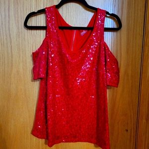 Soho Red Sequin  Blouse By Soho New York & Company  Medium..